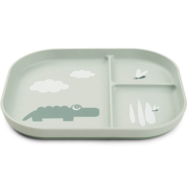 Done by deer groen vakjesbord voor baby's met een krokodil en wolken.