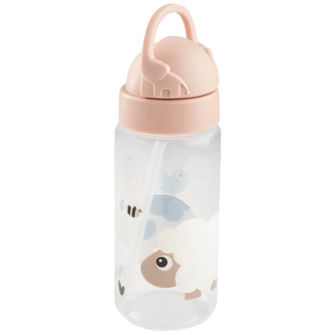 Done by Deer drinkfles met rietje met Tiny Farm thema en roze dop.