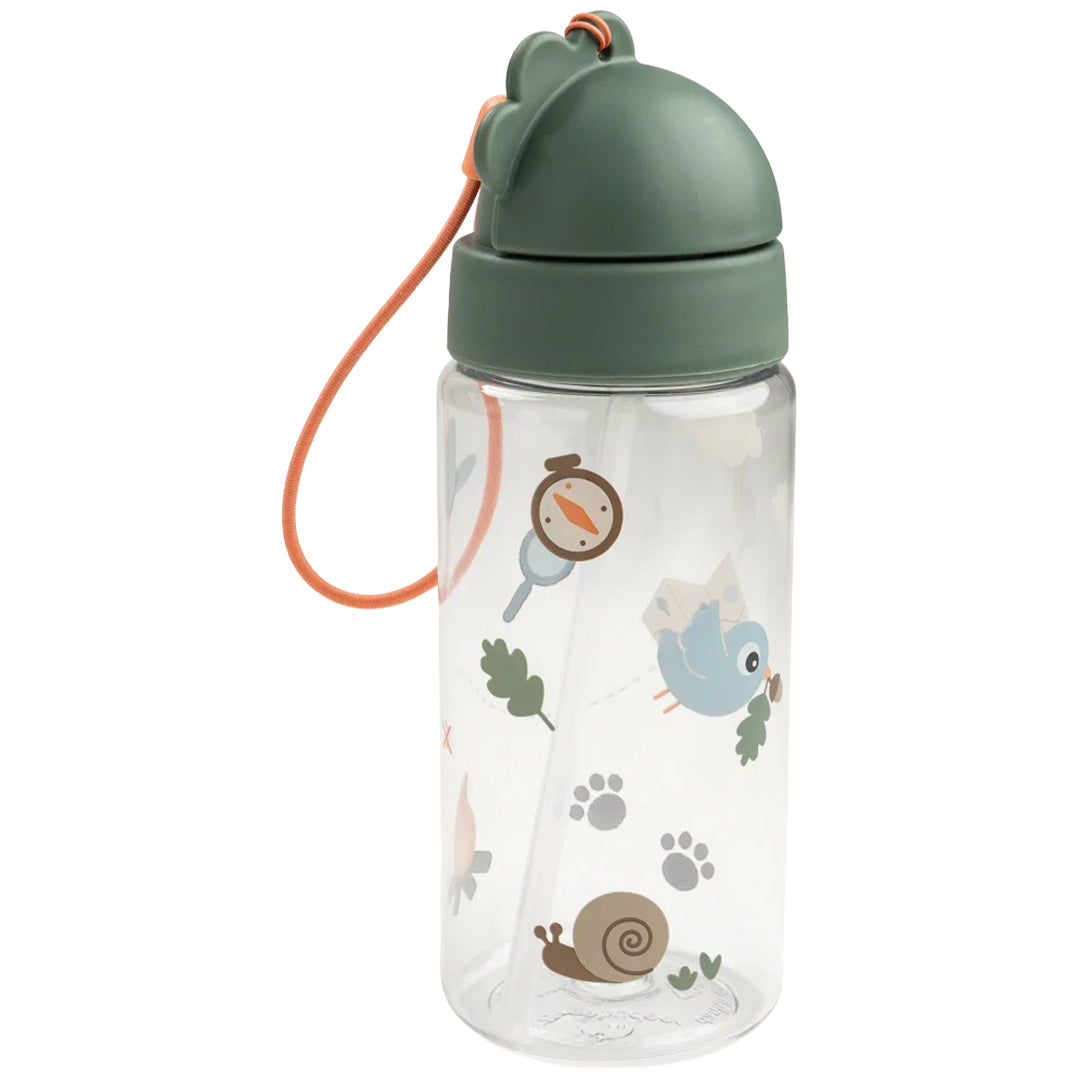 Done by Deer drinkfles met rietje Tiny Trails met groene dop en dierenillustraties.