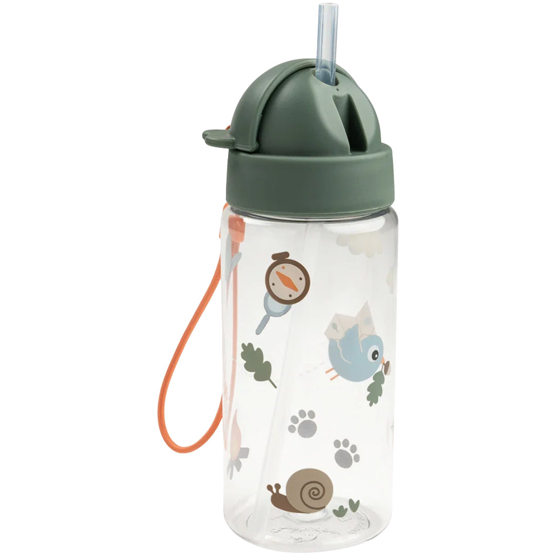 Done by Deer drinkfles met rietje Tiny Trails met groene dop en uitgeschoven rietje.