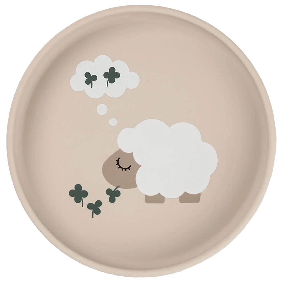 Done by Deer kinderbord met een slapend schaap en klavertjes.