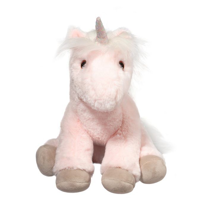 Douglas Toys roze pluchen eenhoorn Lexie zit recht van voren.