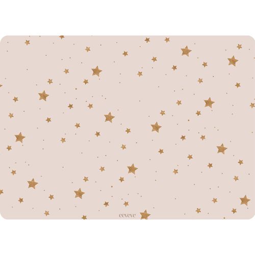 eeveve placemat met beige achtergrond en gouden sterrenpatroon.