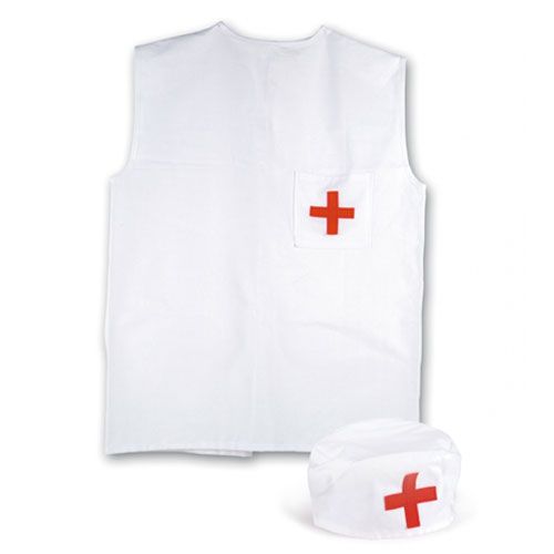 Egmont Toys doktersschort met muts, wit met rood kruis.