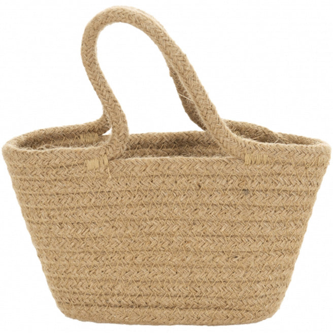 Egmont Toys beige gevlochten kindertas met handvatten.