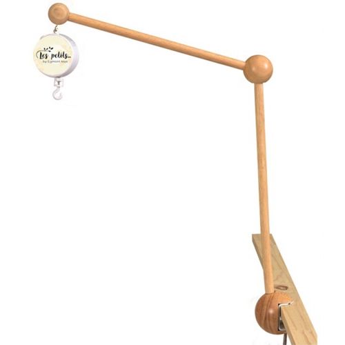 Egmont Toys houten babymobielhouder met muziekmechaniek, schuin gefotografeerd.