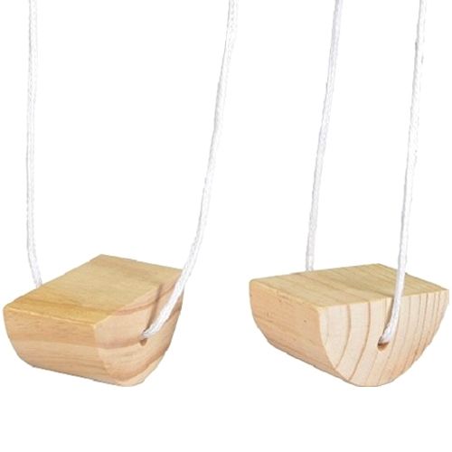 Egmont Toys houten loopklossen met witte touwen.