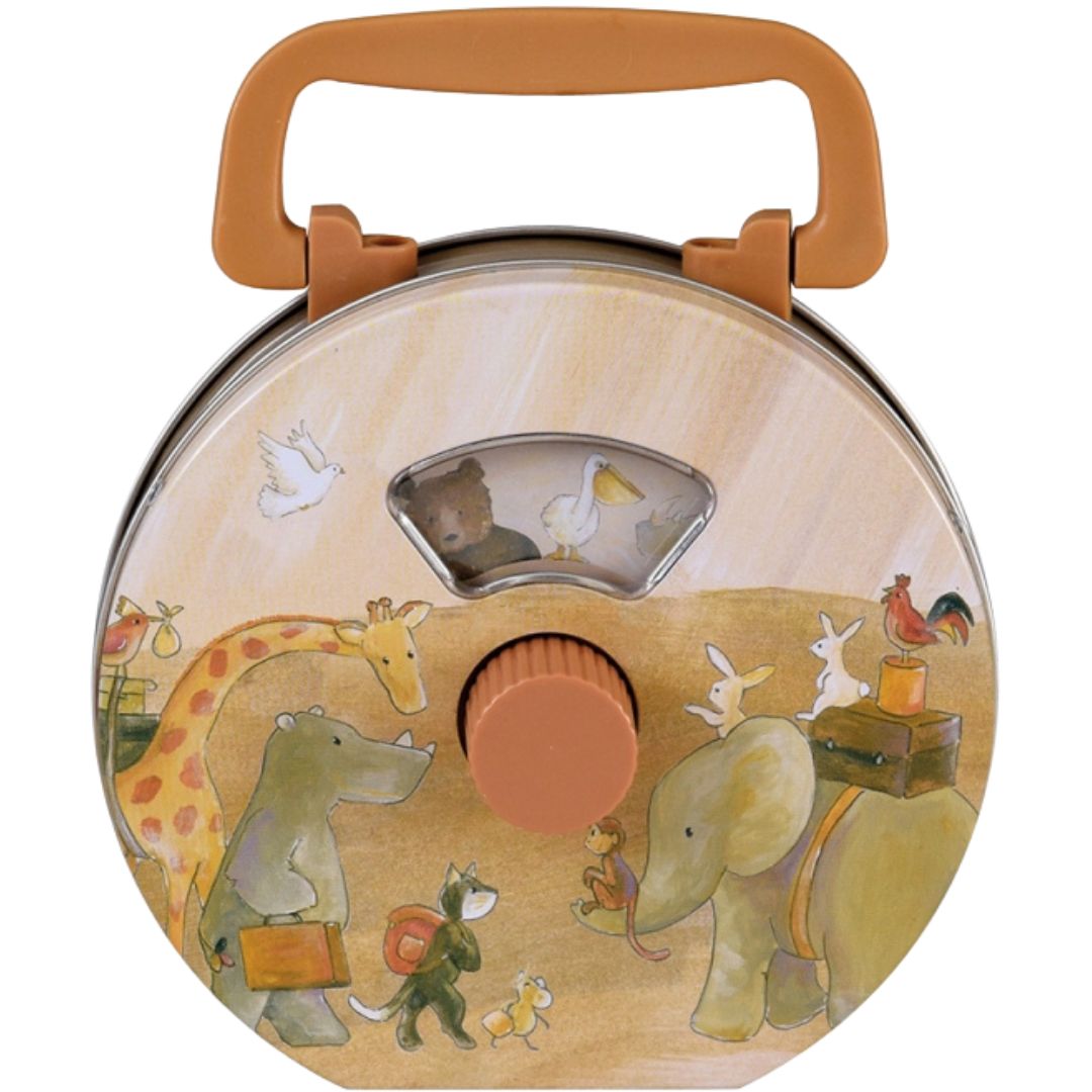 Egmont Toys muziekdoos ark van noah met dierenillustraties en een draaiknop.