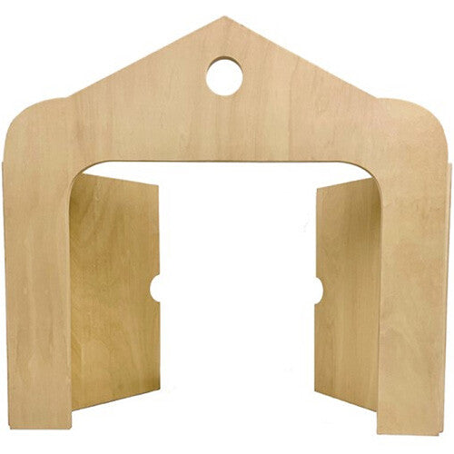 Egmont Toys houten poppenkast tafelmodel met open deuren.