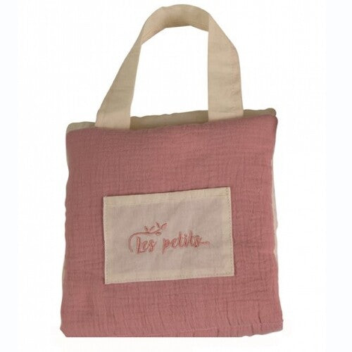 Egmont Toys poppenverschoonmat opgevouwen als roze tas met 'les petits' label.
