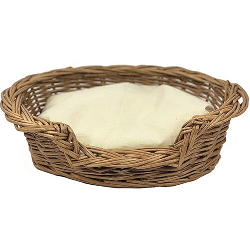 Egmont Toys rieten hondenmandje voor poppen met een crèmekleurig kussen.