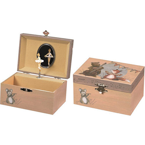Egmont Toys muziekdoosje met dieren en ballerina, één open en één gesloten.