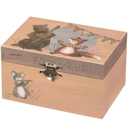 Egmont Toys muziekdoosje met een beer, vos en muis die muziek maken.