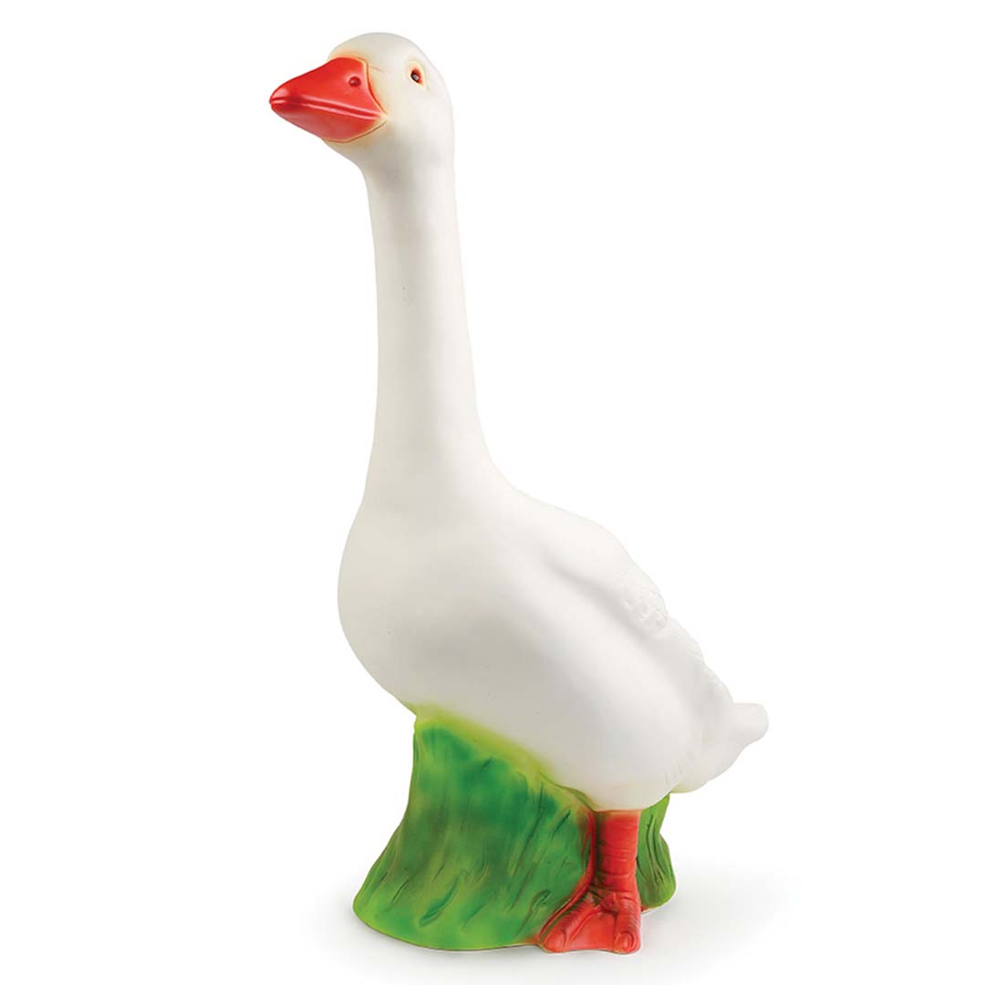 Egmont Toys nachtlamp in de vorm van een witte gans met rode snavel en poten.