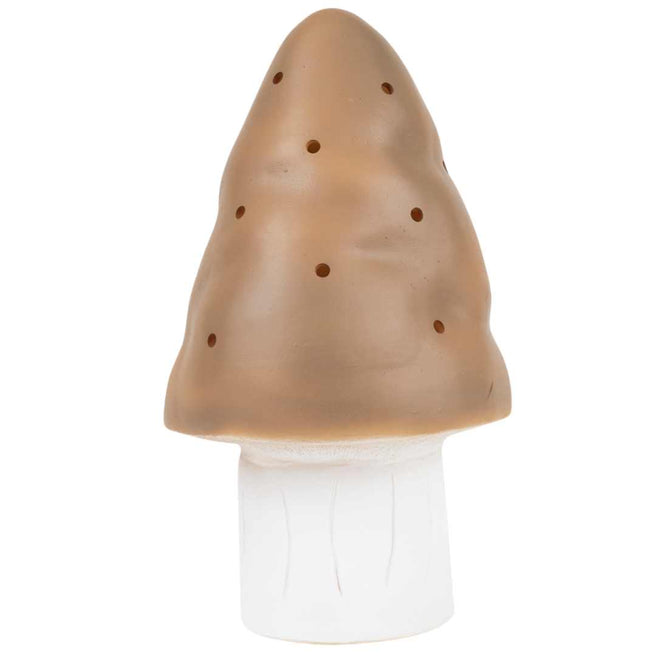 Egmont Toys paddenstoel nachtlamp met bruine kap en witte steel, onverlicht.