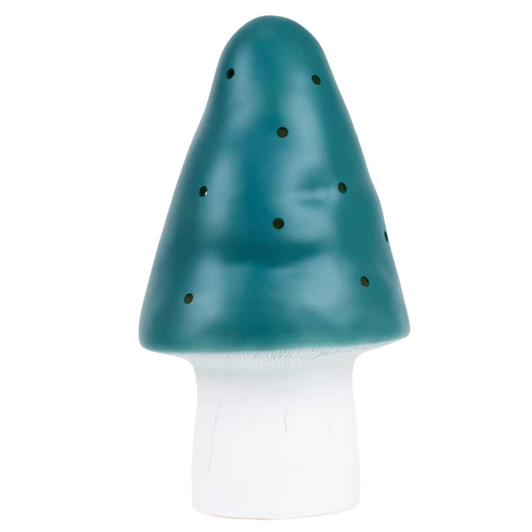 Egmont Toys paddenstoel nachtlamp met blauwgroene kap en witte steel op een witte achtergrond.