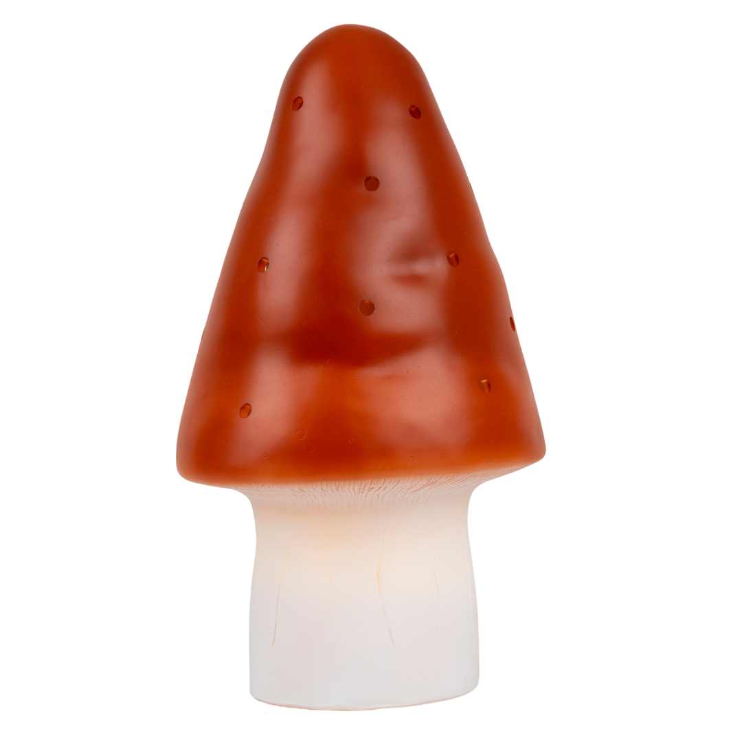 Egmont Toys paddenstoel nachtlamp met rode kap en witte steel, uitgeschakeld.