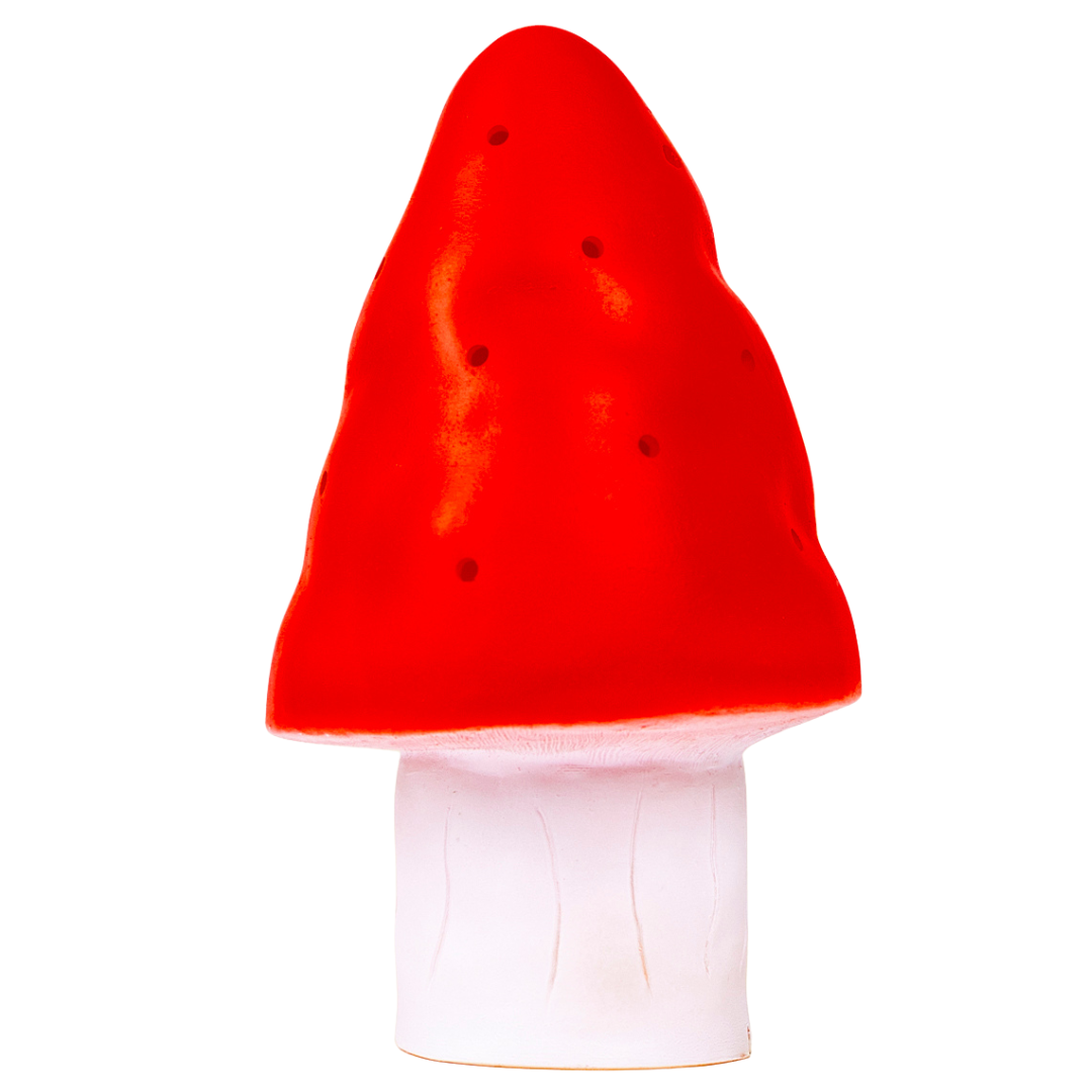 Egmont Toys rode paddenstoel nachtlamp onverlicht op een witte achtergrond.