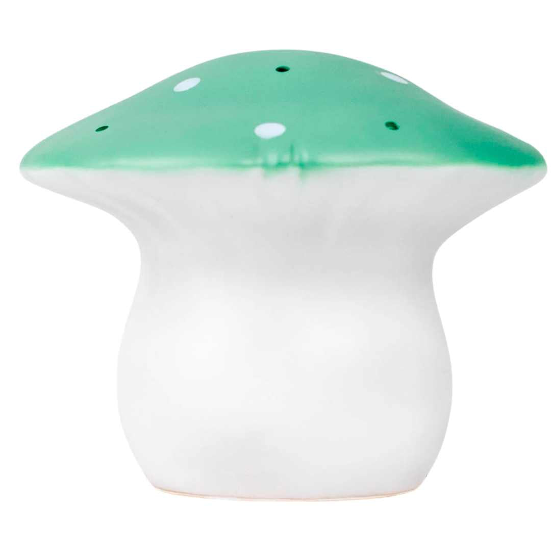 Egmont Toys nachtlamp in de vorm van een groene vliegenzwam met witte stippen.