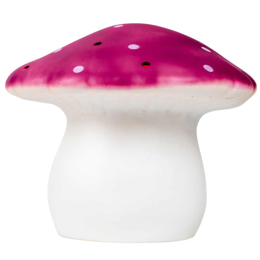 Egmont Toys bedlamp in de vorm van een roze vliegenzwam met witte stippen.