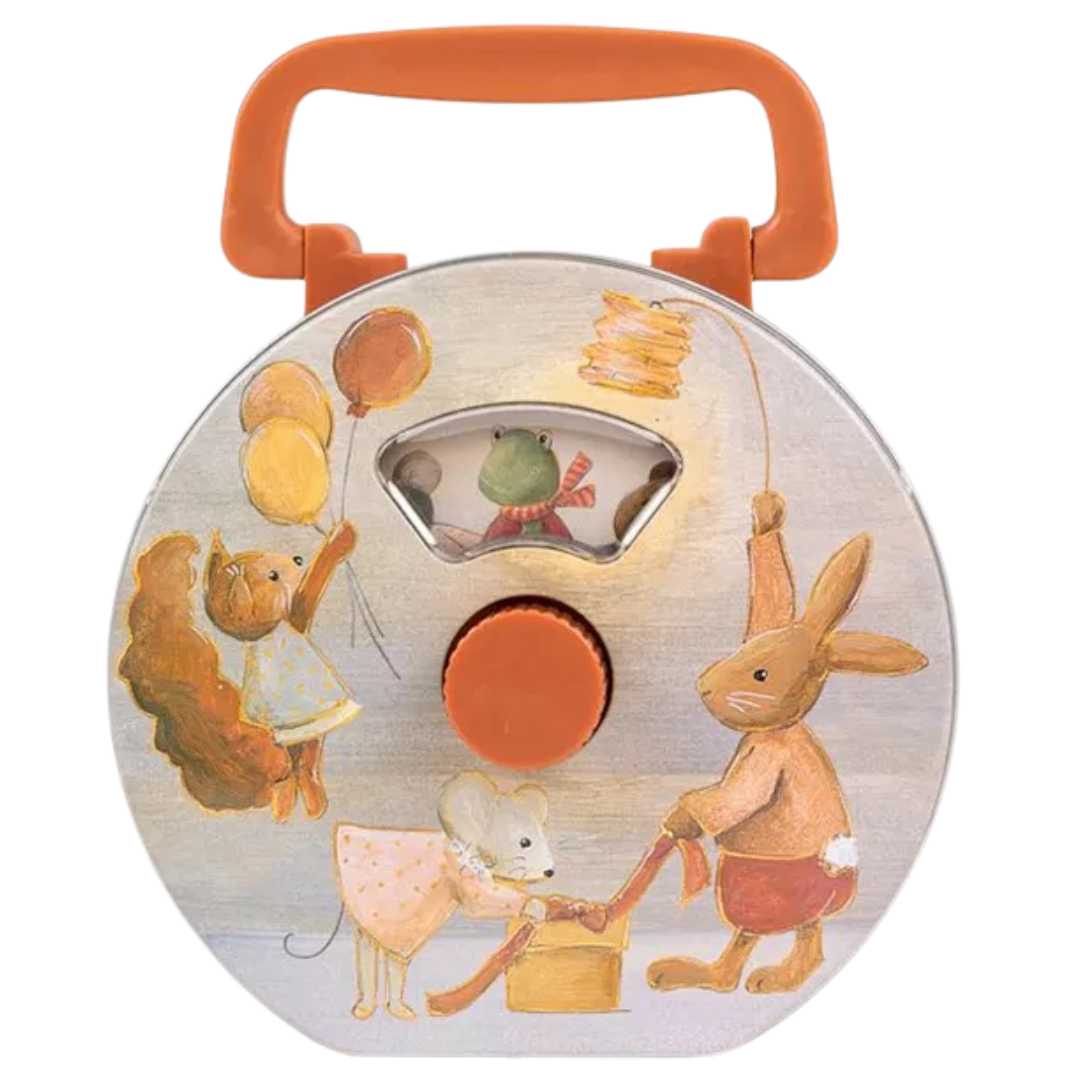 Egmont Toys muzikale radio met illustraties van een eekhoorn, muis, konijn en kikker.