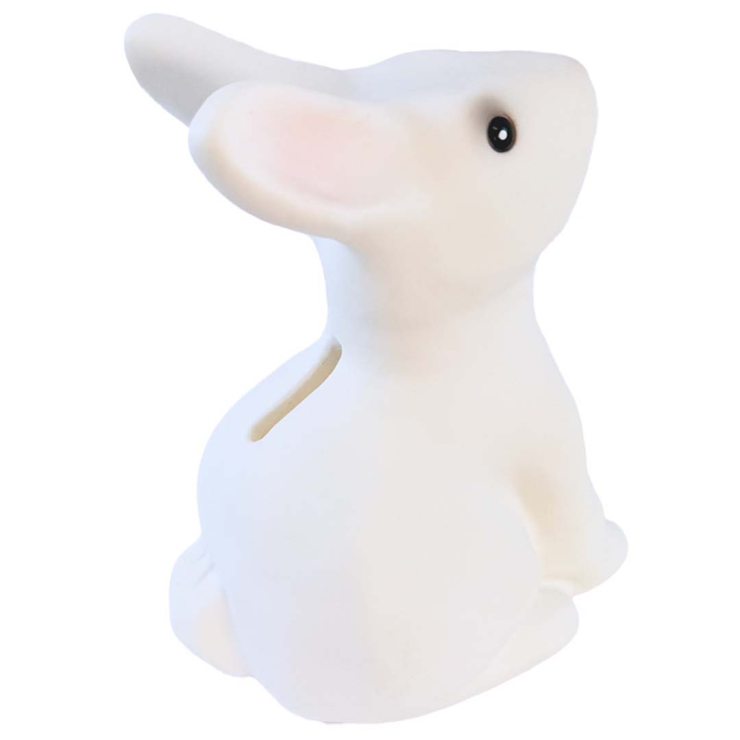 Egmont Toys witte konijn spaarpot met gleuf voor munten op de rug.