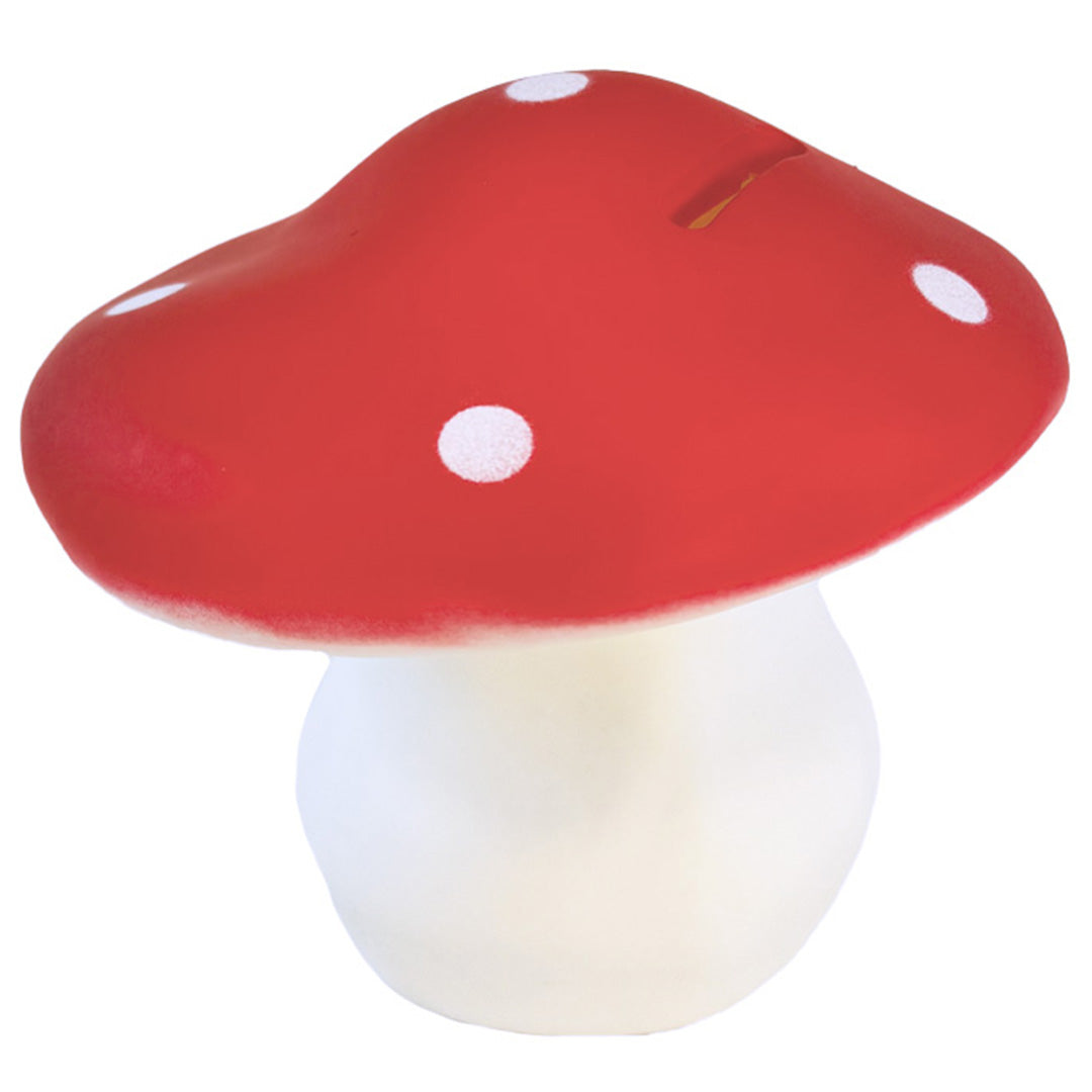 Egmont Toys rode paddenstoel spaarpot met witte stippen.