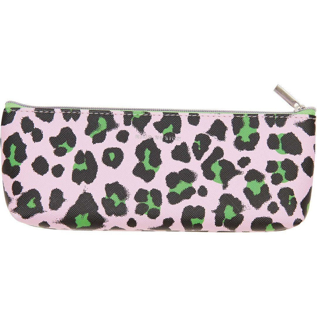 Rico Design etui met roze, zwart en groen luipaarddessin.