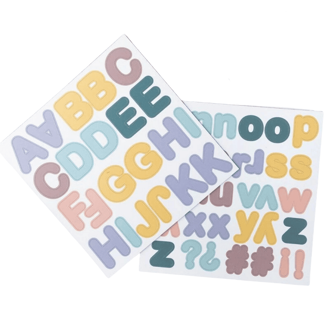 Ferflex magnetische pastel letters voor letterherkenning op twee vellen.
