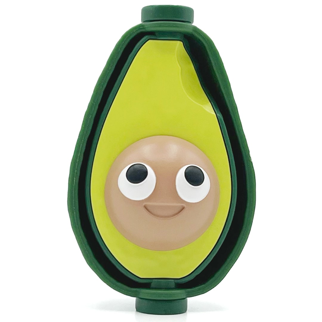 Fidget Go avocado fidget toy met een lachend gezichtje.