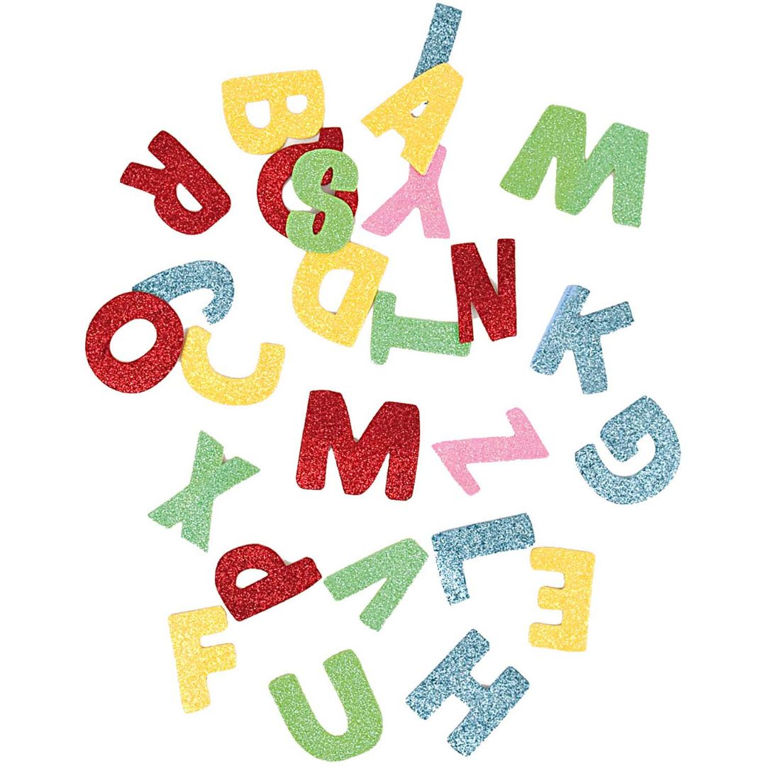 Rico Design veelkleurige glitter foam letters van het alfabet.