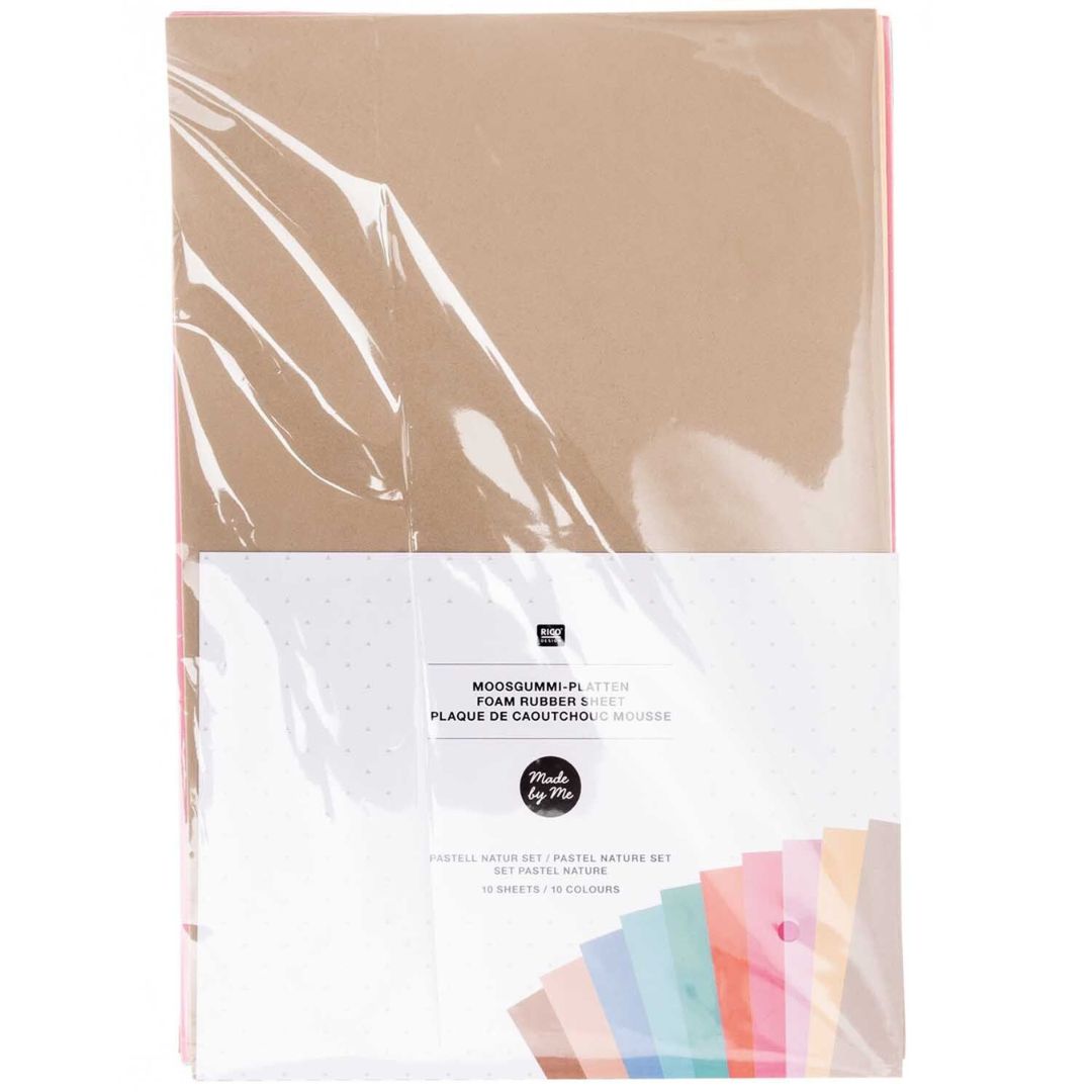 Rico Design foam platen set in pastel naturel kleuren, nog in de verpakking.