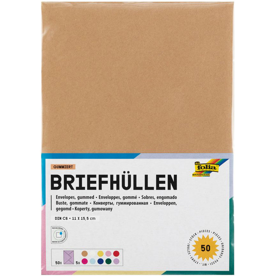 Verpakking van Folia briefhüllen, een set van 50 gekleurde enveloppen.
