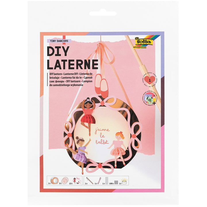 Verpakking van de folia knutselset voor een Tiny Dancers lantaarn met ballerina's en de tekst 'j'aime le ballet'.