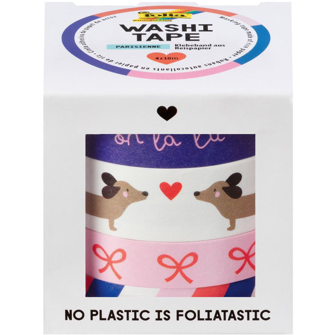 De voorkant van de Folia verpakking voor de washi tape set met Parijse thema's.