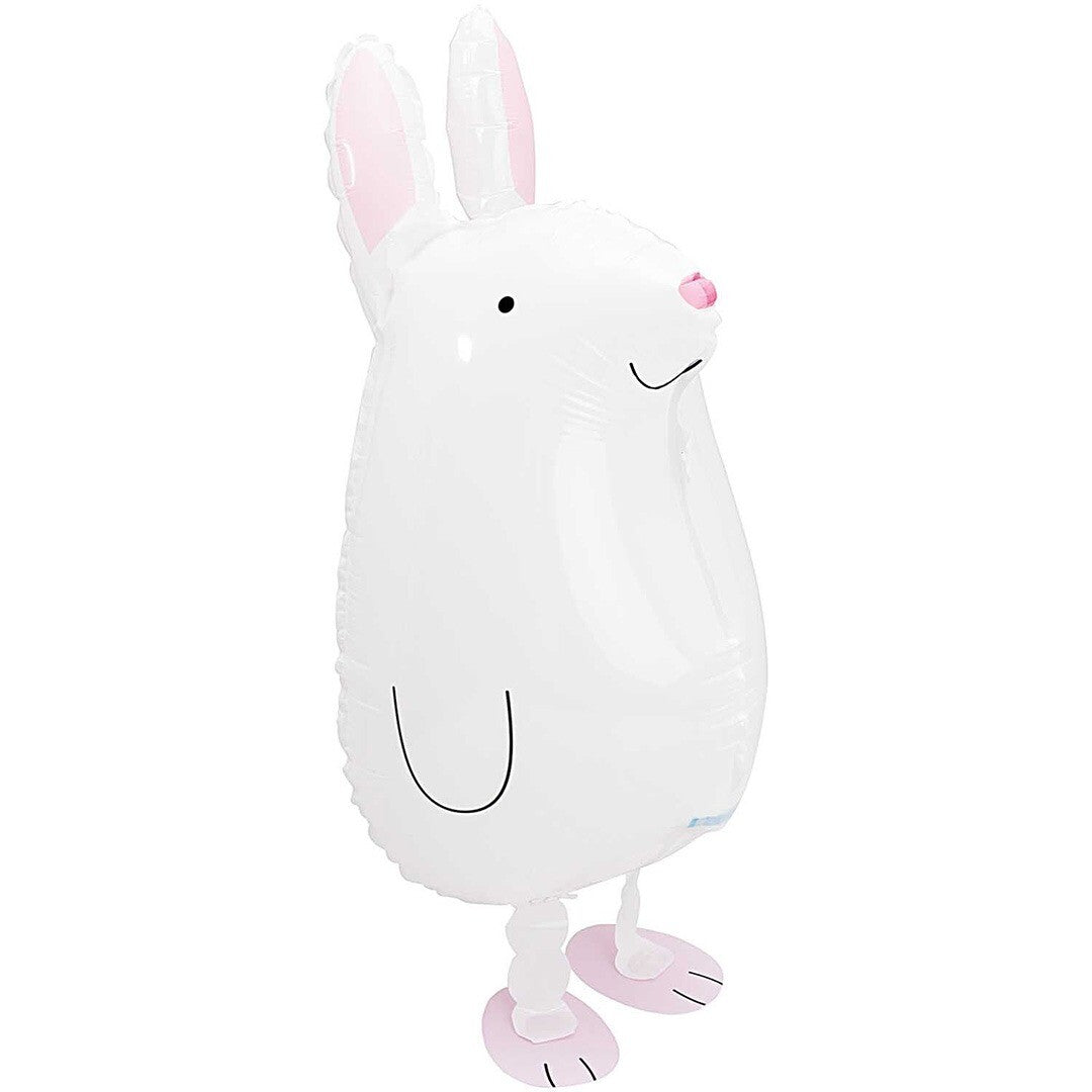 Rico Design witte folieballon in de vorm van een konijn met roze details.