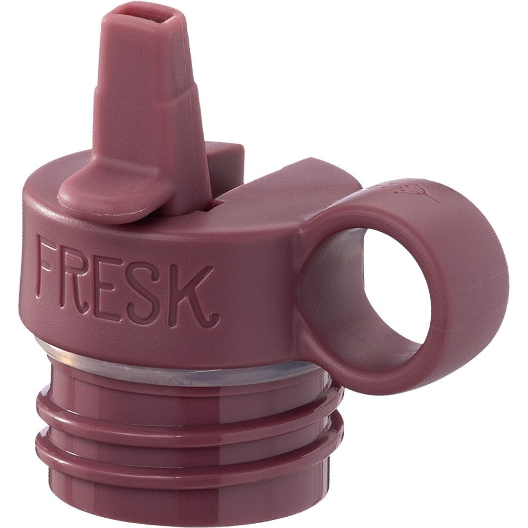 Fresk burgundy plastic vervangende drinkdeksel met uitklapbaar rietje en handvat.