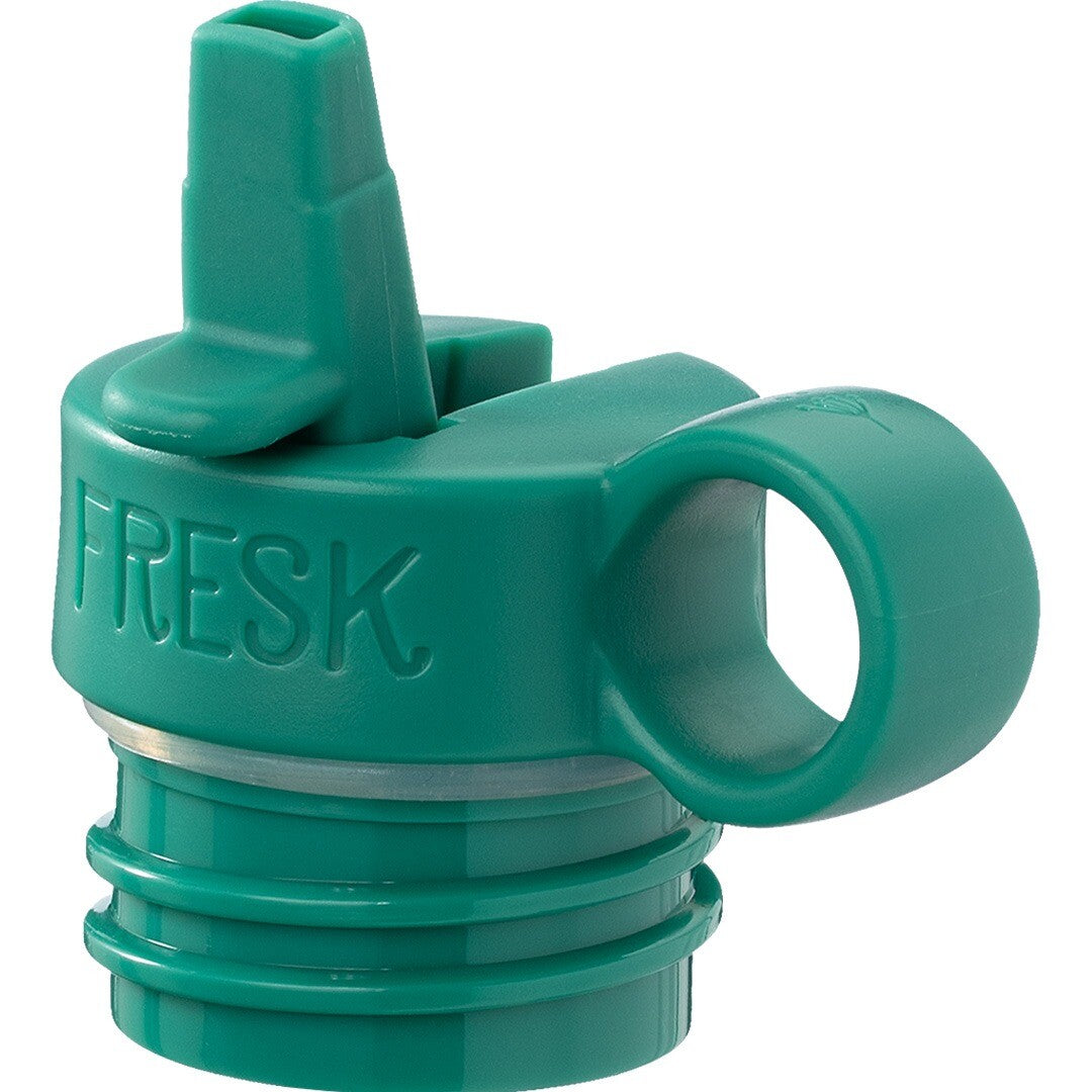 Fresk groene plastic dop voor thermosfles met uitklapbaar rietje en handvat.