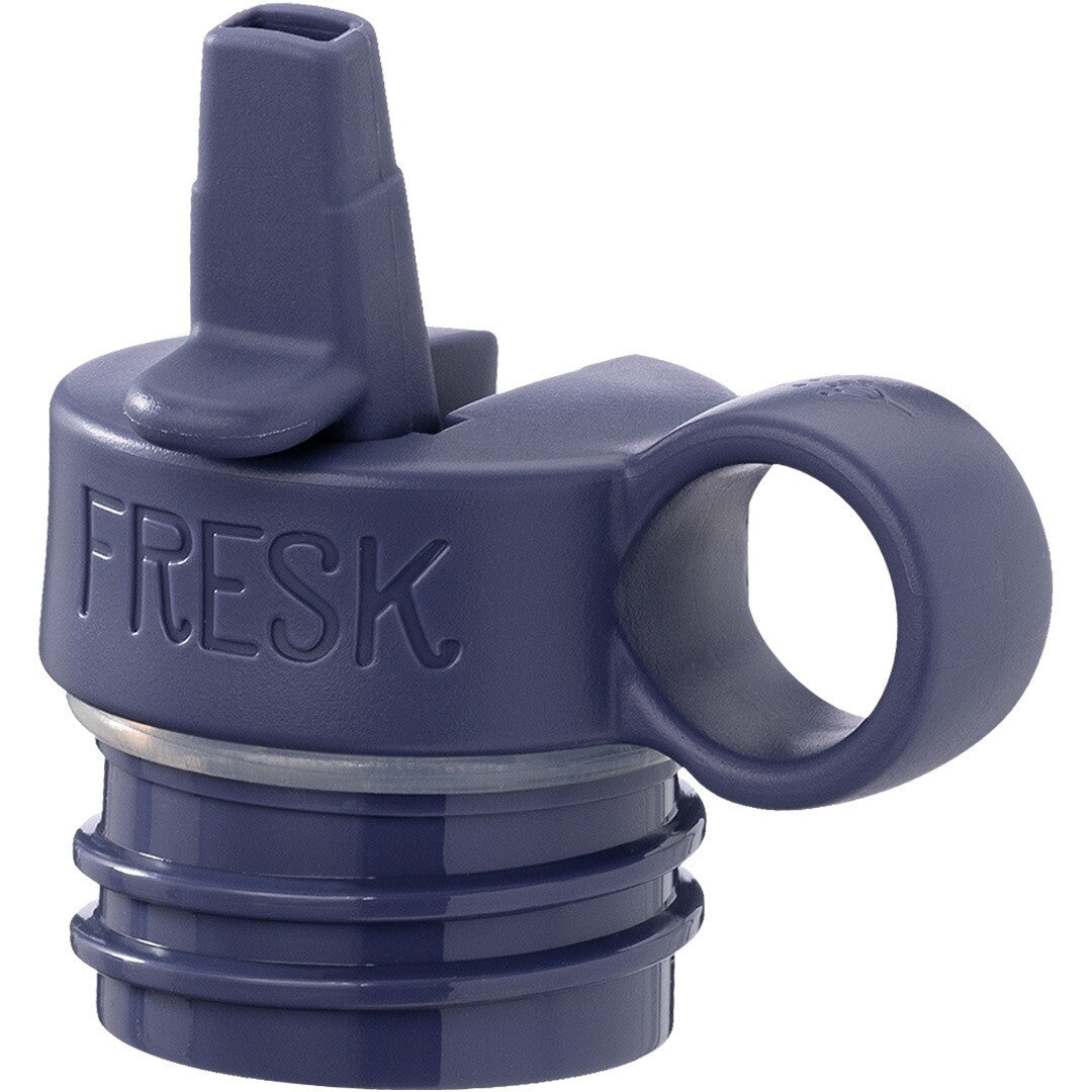 Fresk marineblauwe plastic dop voor thermosfles met drinktuit en handvat.