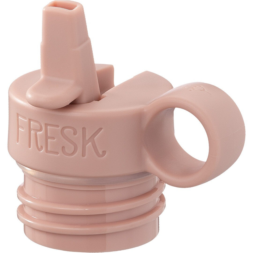 Fresk soft pink plastic dop voor thermosfles met drinktuit en handvat.