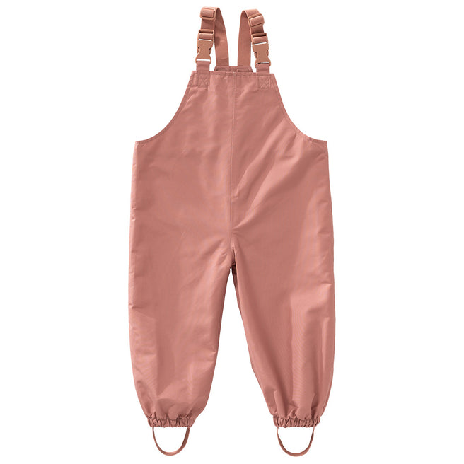 Fresk roze waterdichte regenbroek met bretels.