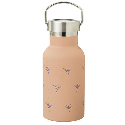 Fresk RVS thermosfles met paardenbloem patroon en zilverkleurige draagdop.
