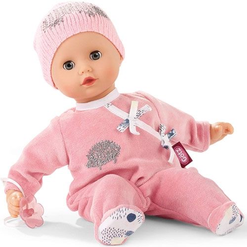 Gotz babypop Muffin met roze outfit met egel en roze muts.