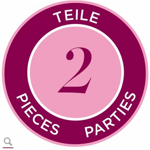 Infographic met roze cirkels die aangeven dat het product 2 onderdelen bevat.