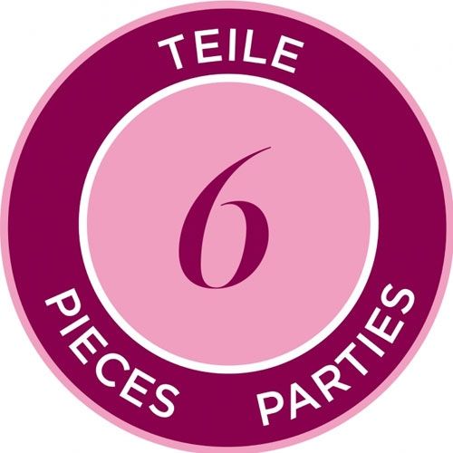 Infographic met het aantal onderdelen van de set, namelijk 6 stuks.