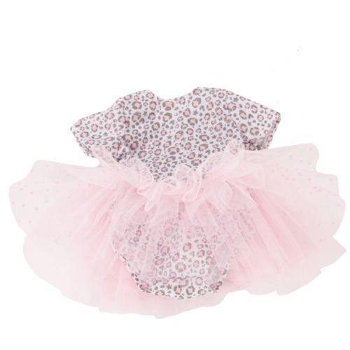 Götz poppenballetpakje met roze luipaardprint en tutu.