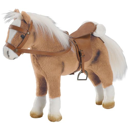 Gotz lichtbruin pluchen speelgoedpaard met zadel en hoofdstel.