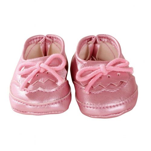 Götz roze poppen mocassins met strikjes.