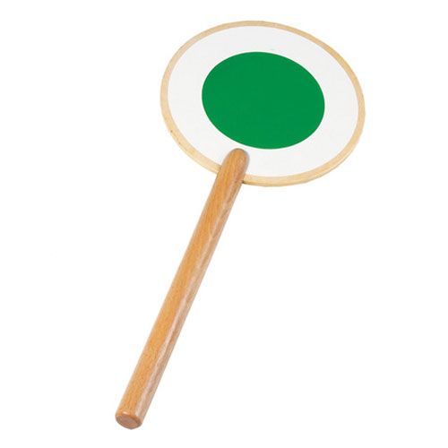 Goki klaar-over bord met een groene cirkel.