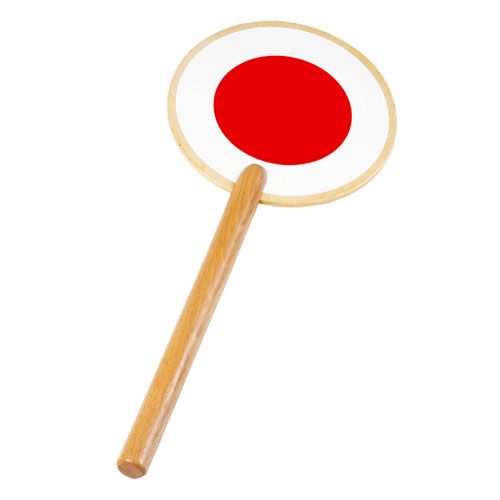 Goki klaar-over bord met een rode cirkel.